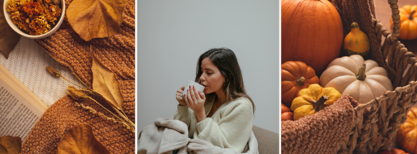 woman enjoying tea during sensory-friendly fall morning routine